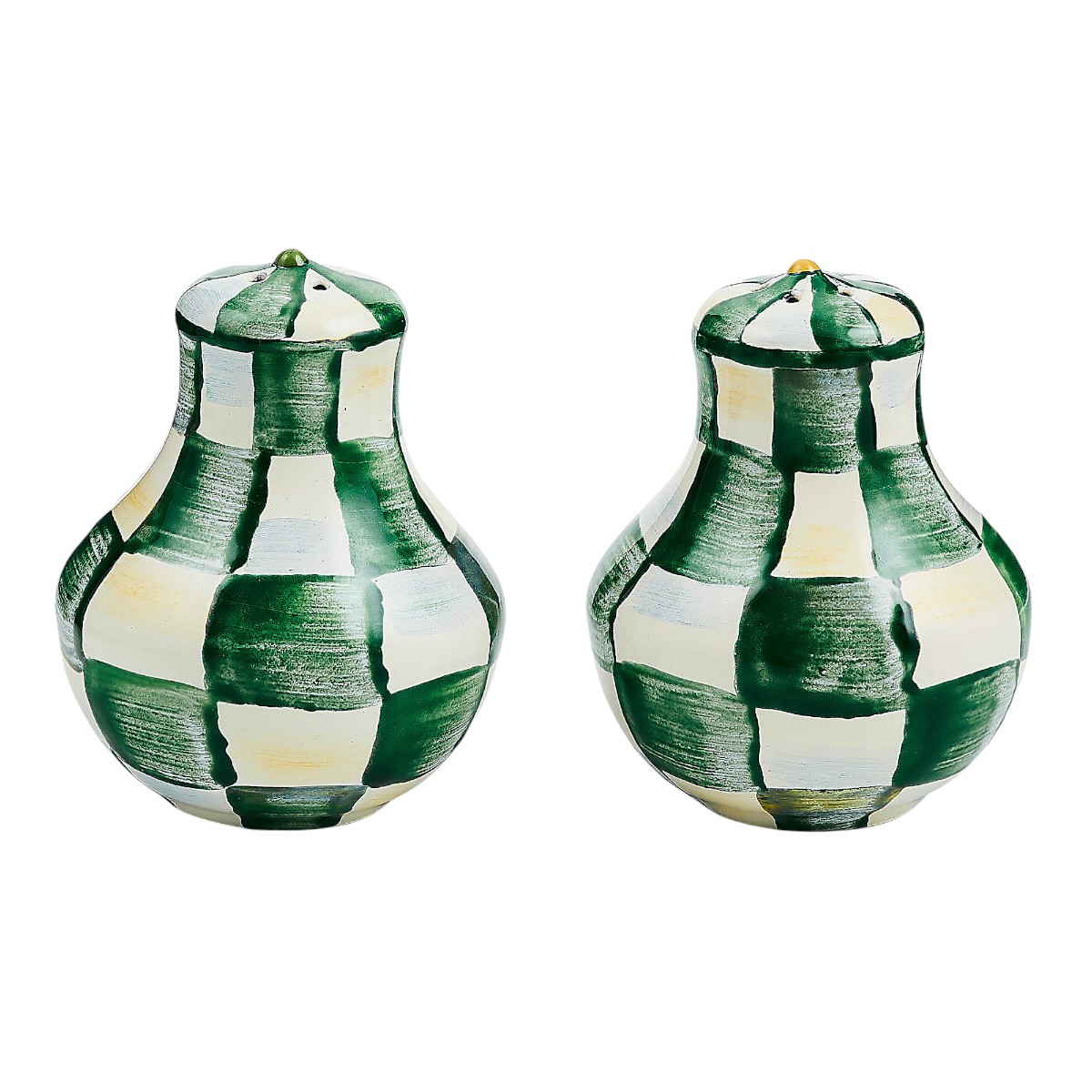 MacKenzie-Childs Emerald Check Salt and Pepper Shakers