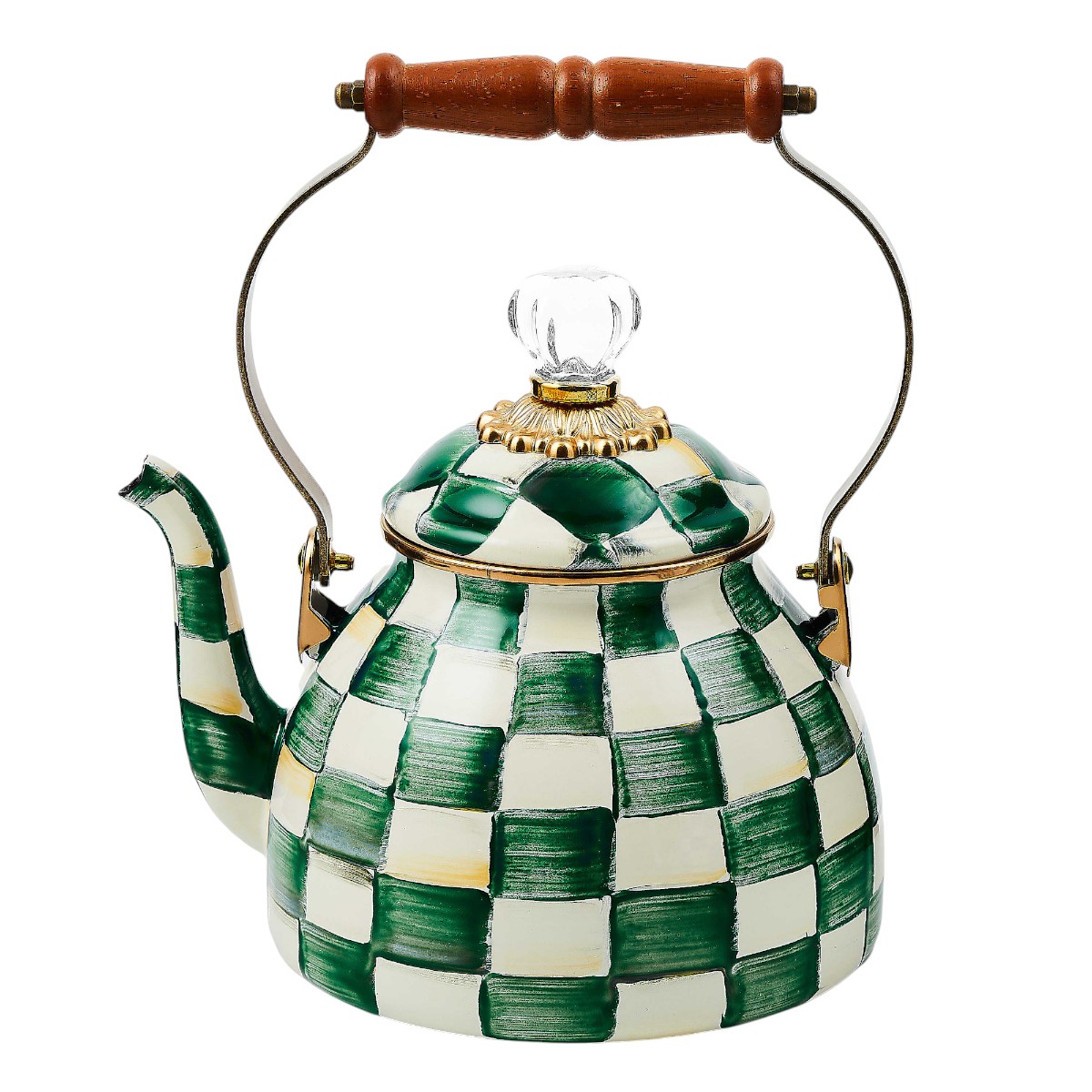 MacKenzie-Childs Emerald Check 2 Quart Tea Kettle