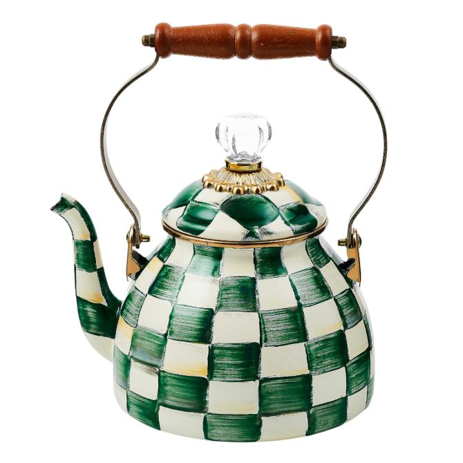 MacKenzie-Childs Emerald Check 2 Quart Tea Kettle