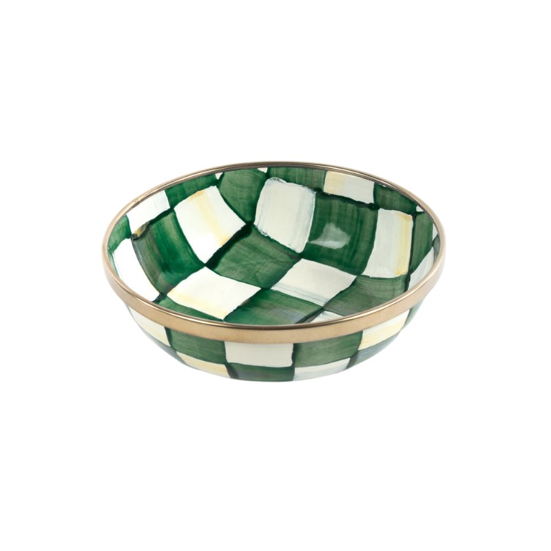 MacKenzie-Childs Enamel Relish Dish, Emerald Check