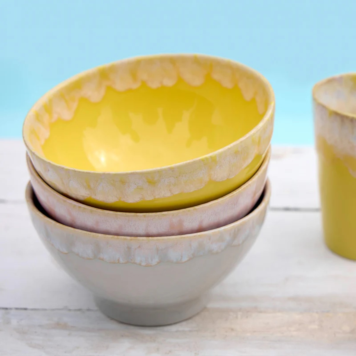 Costa Nova Set of 4 Latte Bowls, Yellow