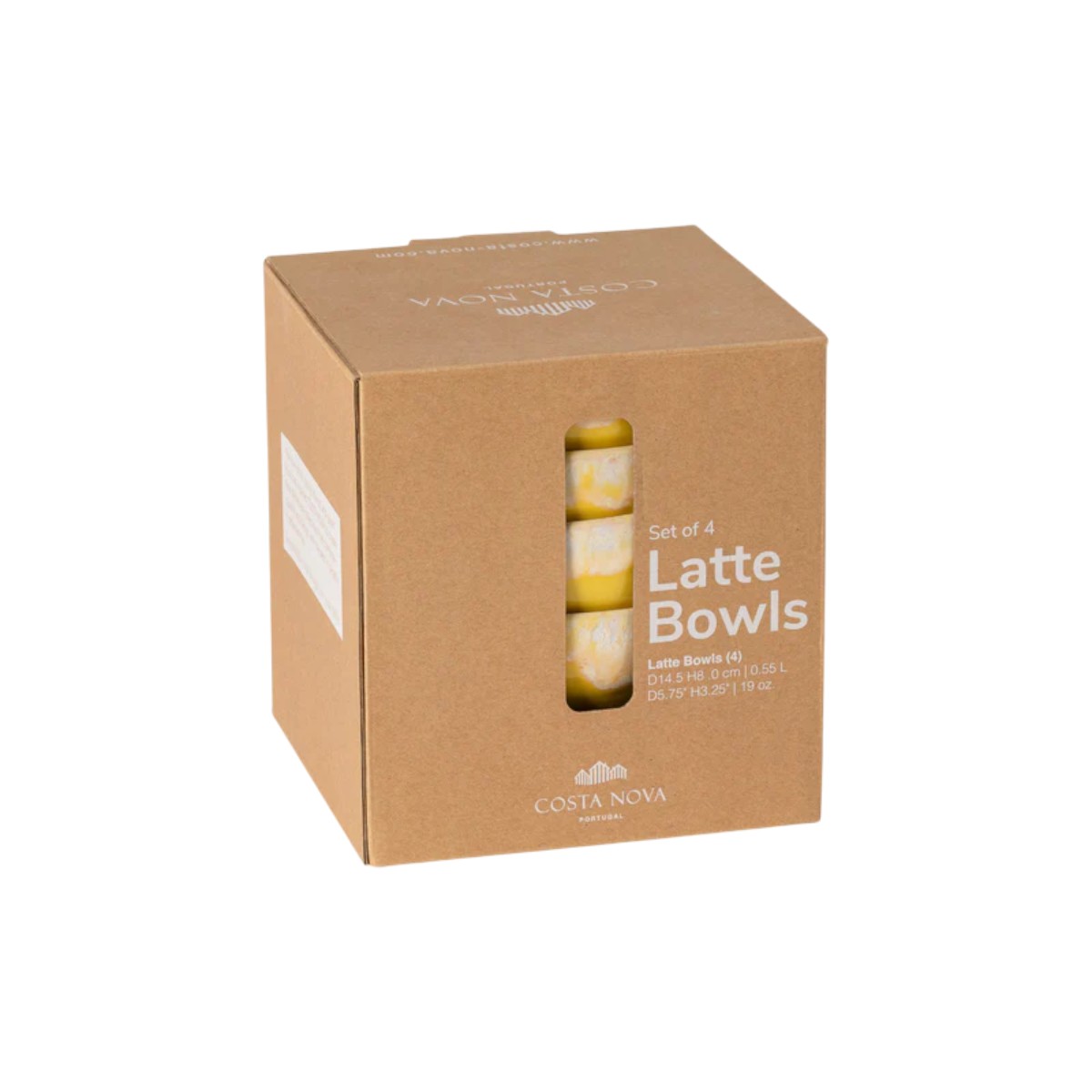 Costa Nova Set of 4 Latte Bowls, Yellow