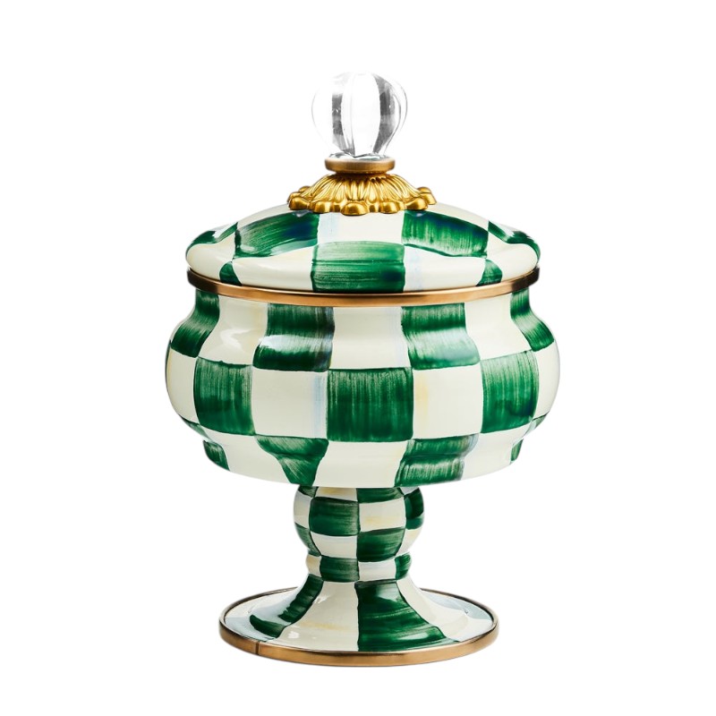 MacKenzie-Childs Check Curiosity Pot, Emerald Check