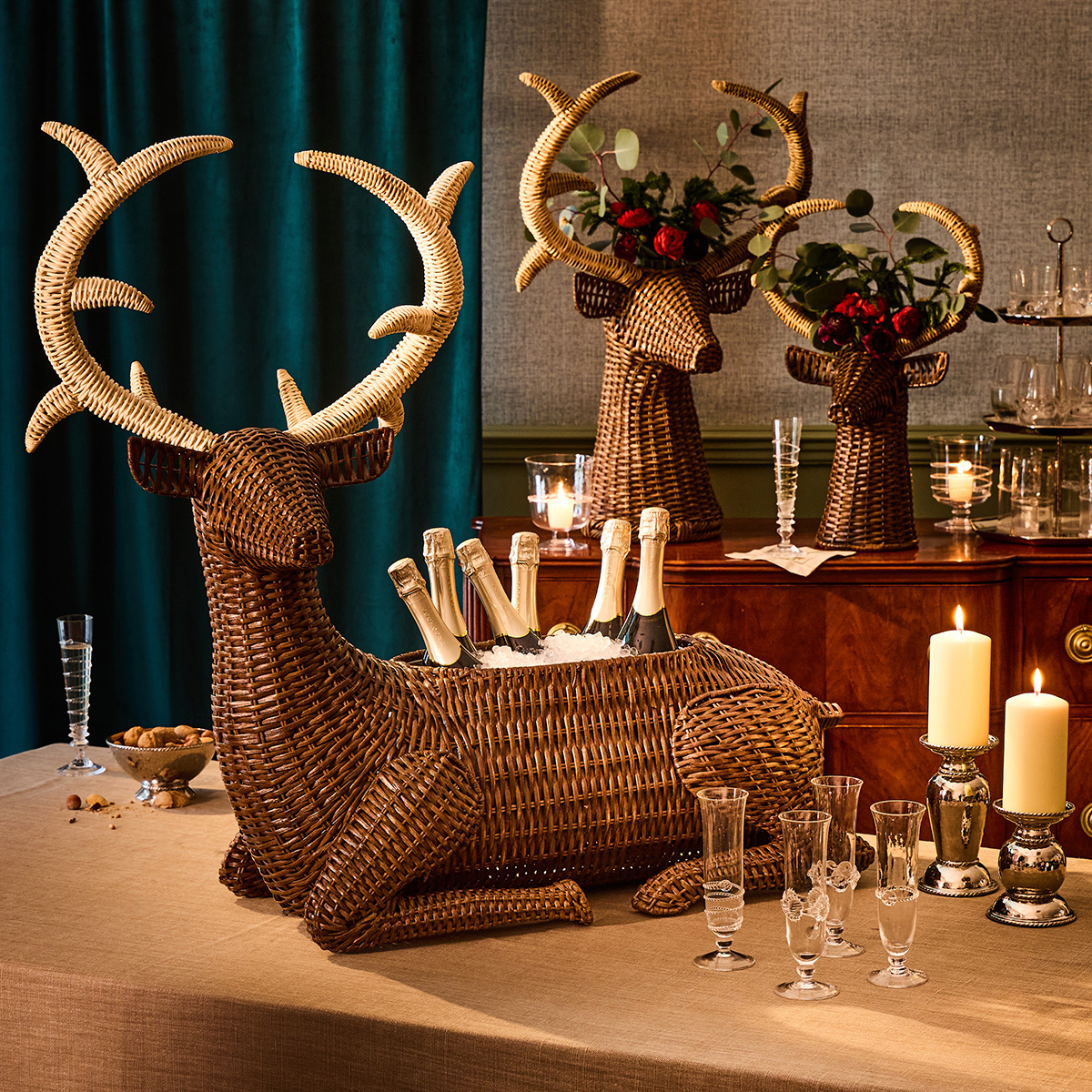 Juliska Devon Willow Stag Rattan Party Bucket