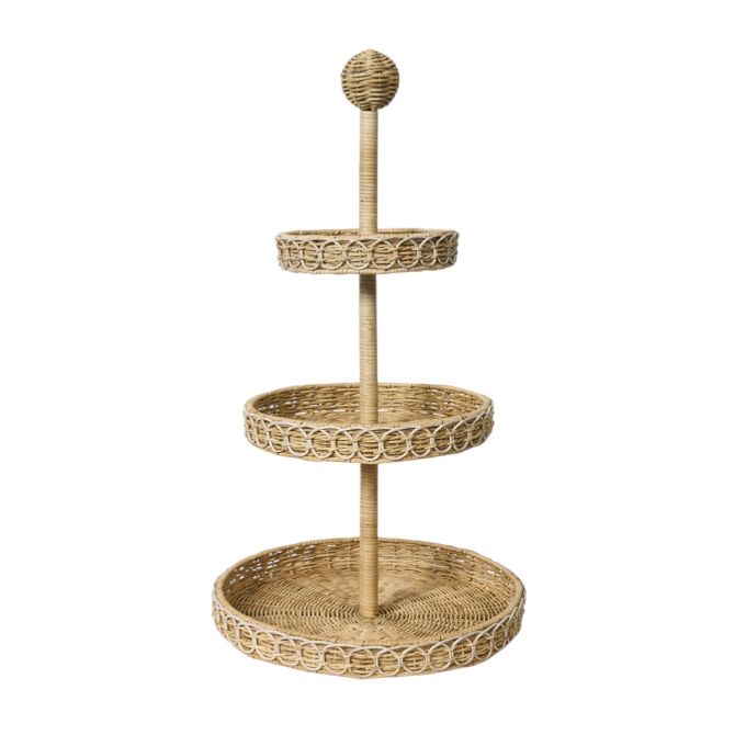 Juliska Provence Rattan Whitewash Three Tier Shelving Unit