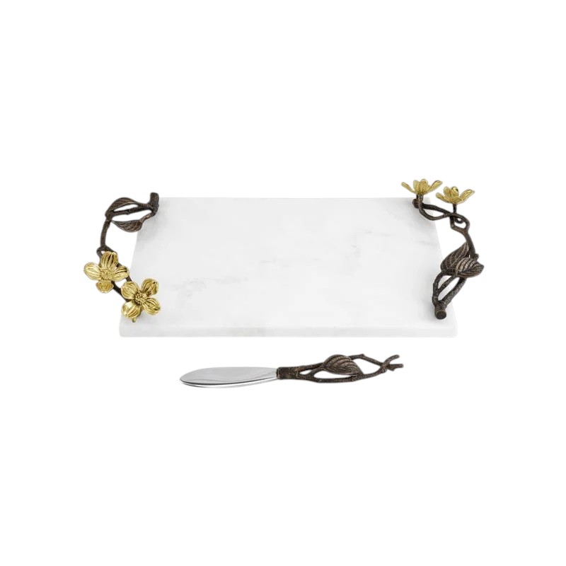 Michael Aram Dogwood Small Cheeseboard and Knife