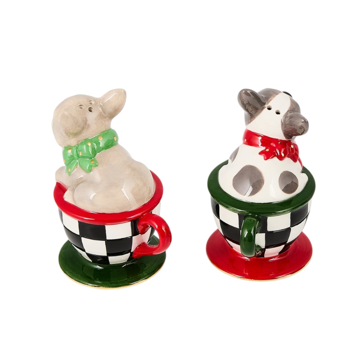 MacKenzie-Childs Check It Out French Bulldog Salt and Pepper Set