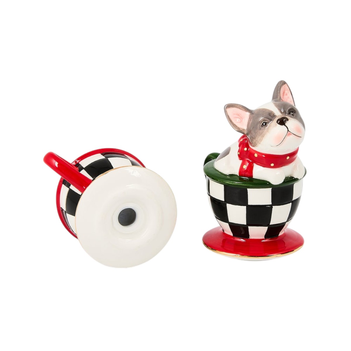 MacKenzie-Childs Check It Out French Bulldog Salt and Pepper Set