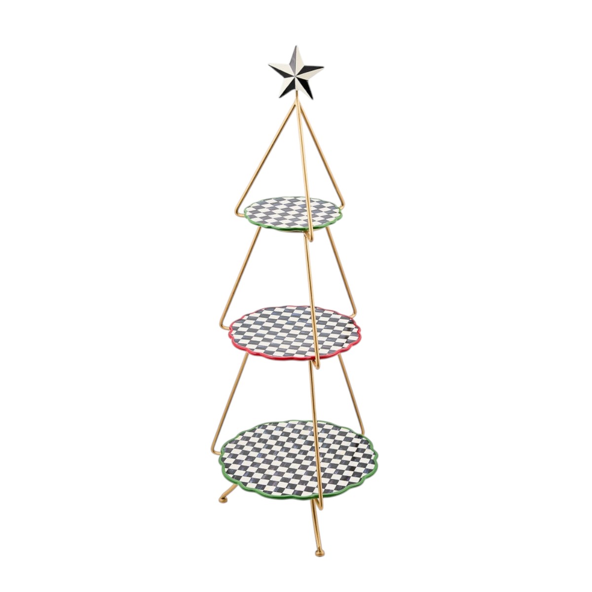 MacKenzie-Childs Check It Out Tree Tiered Plate Stand