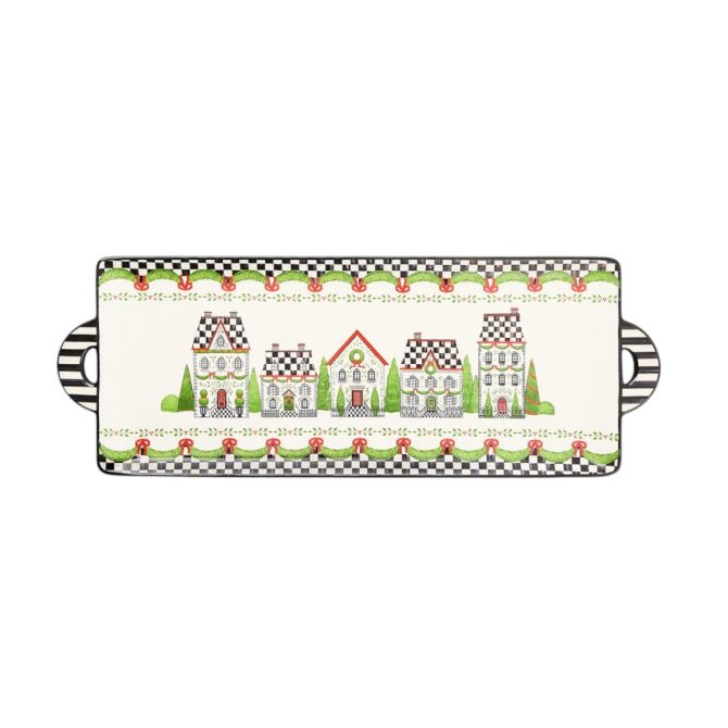 MacKenzie-Childs Holly Village Ceramic Rectangular Platter