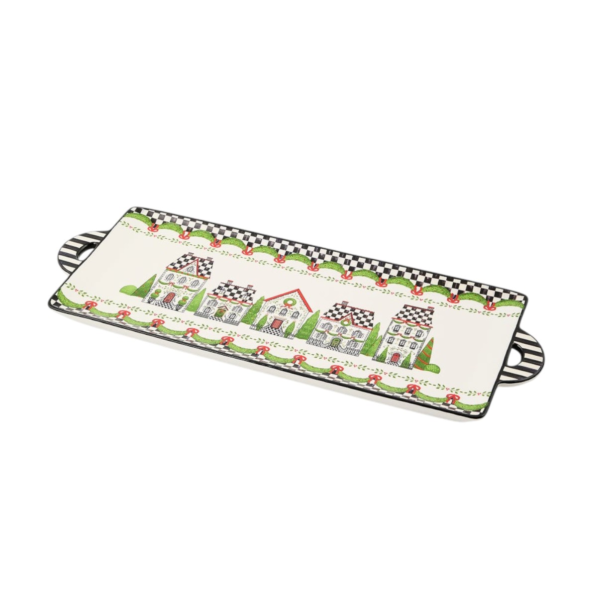 MacKenzie-Childs Holly Village Ceramic Rectangular Platter