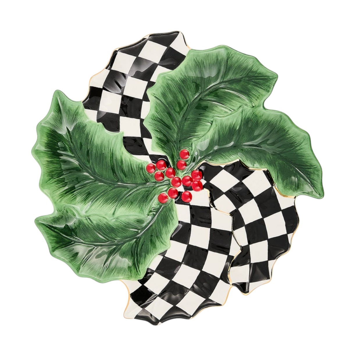 MacKenzie-Childs Holly Leaf Ceramic Serving Platter