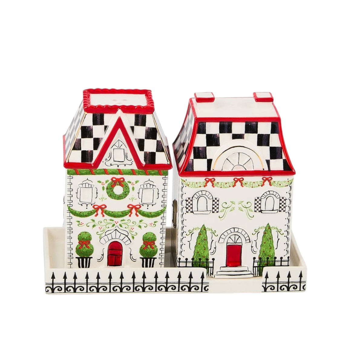 MacKenzie-Childs Holly Village Salt and Pepper Set