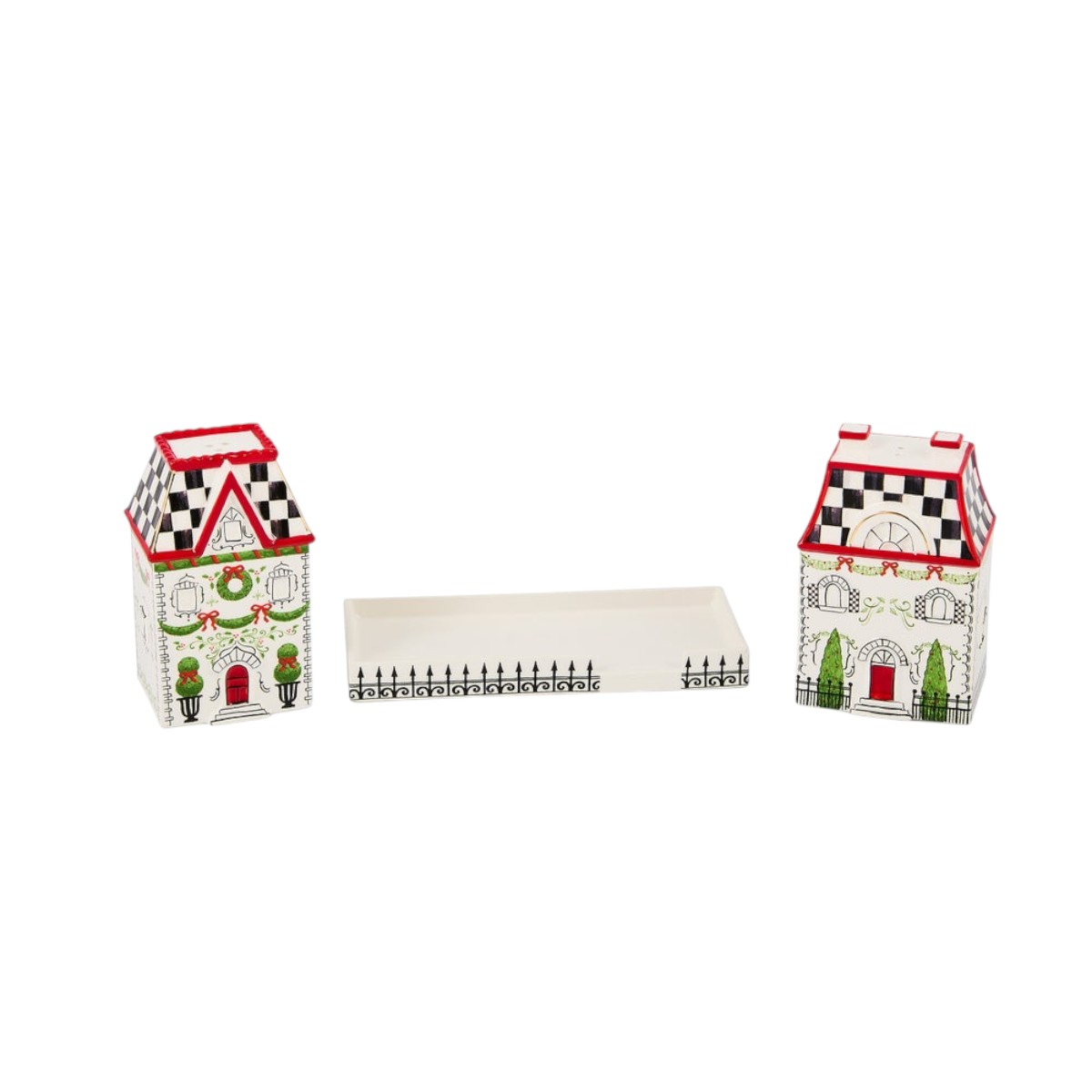 MacKenzie-Childs Holly Village Salt and Pepper Set