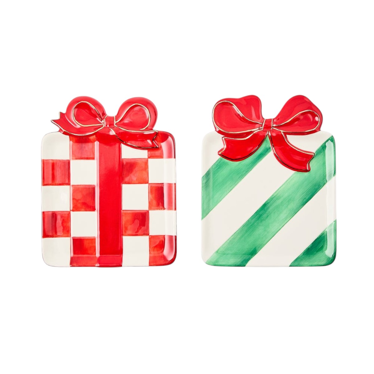 MacKenzie-Childs Check It Out Ceramic Dessert Plates, Set of 2