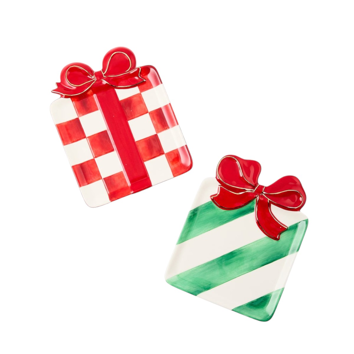 MacKenzie-Childs Check It Out Ceramic Dessert Plates, Set of 2