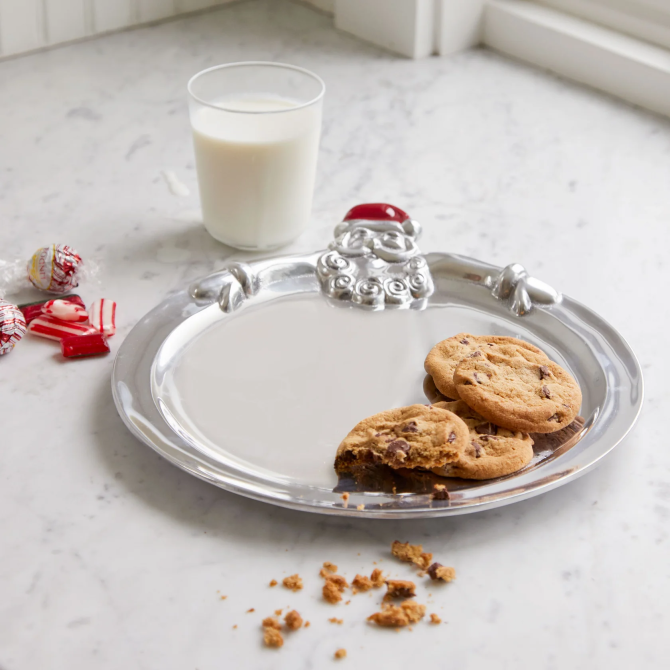 Mariposa Hugging Santa Round Cookie Platter