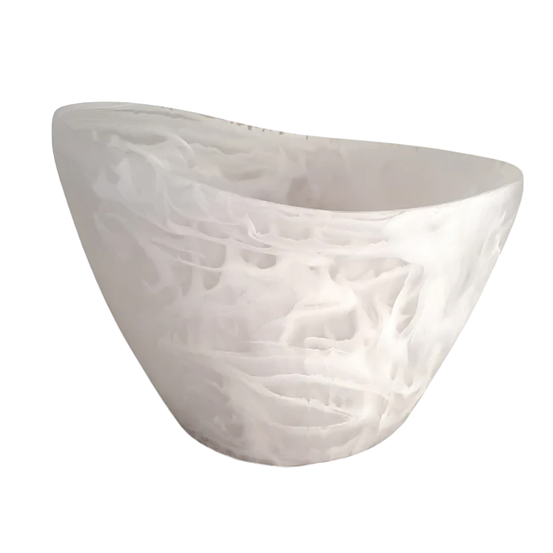 Nashi Large Oceania Vessel Bowl, White Swirl