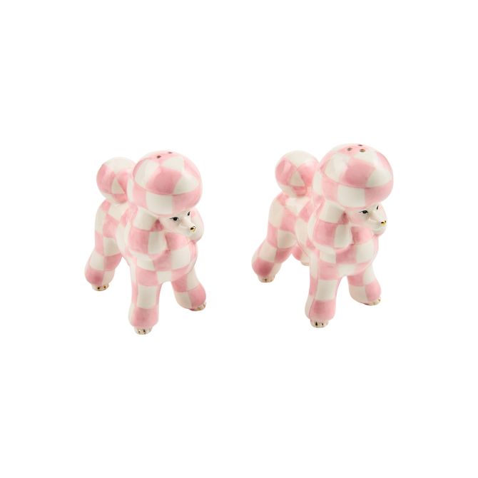 MacKenzie-Childs Poodle Salt and Pepper Shakers, Rosy
