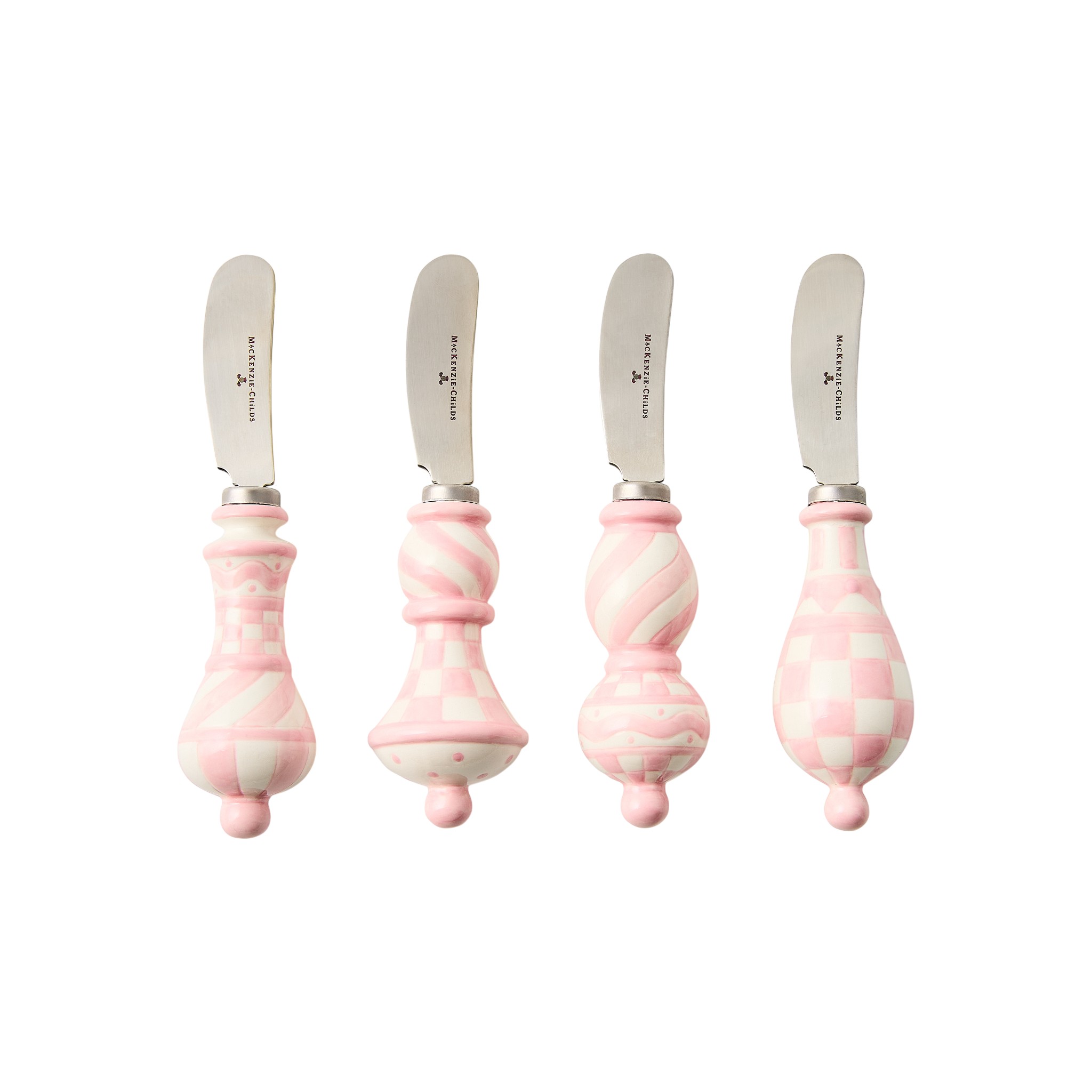 MacKenzie-Childs Rosy Check Party Spreaders, Set of 4
