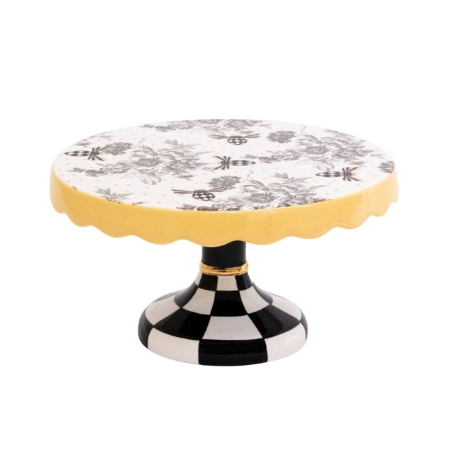 MacKenzie-Childs Bee Toile Pedestal Server, Small