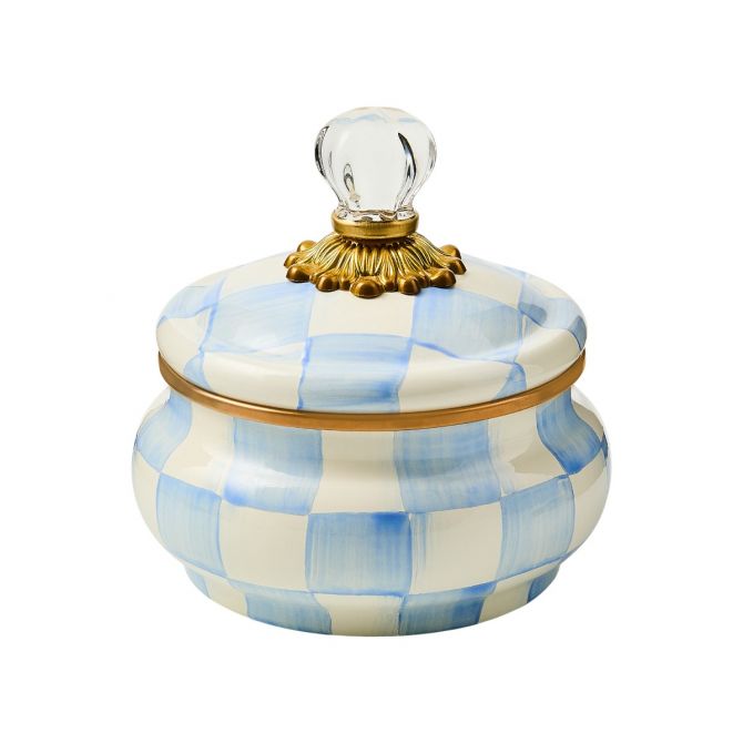 MacKenzie-Childs Squashed Pot, Sky Check