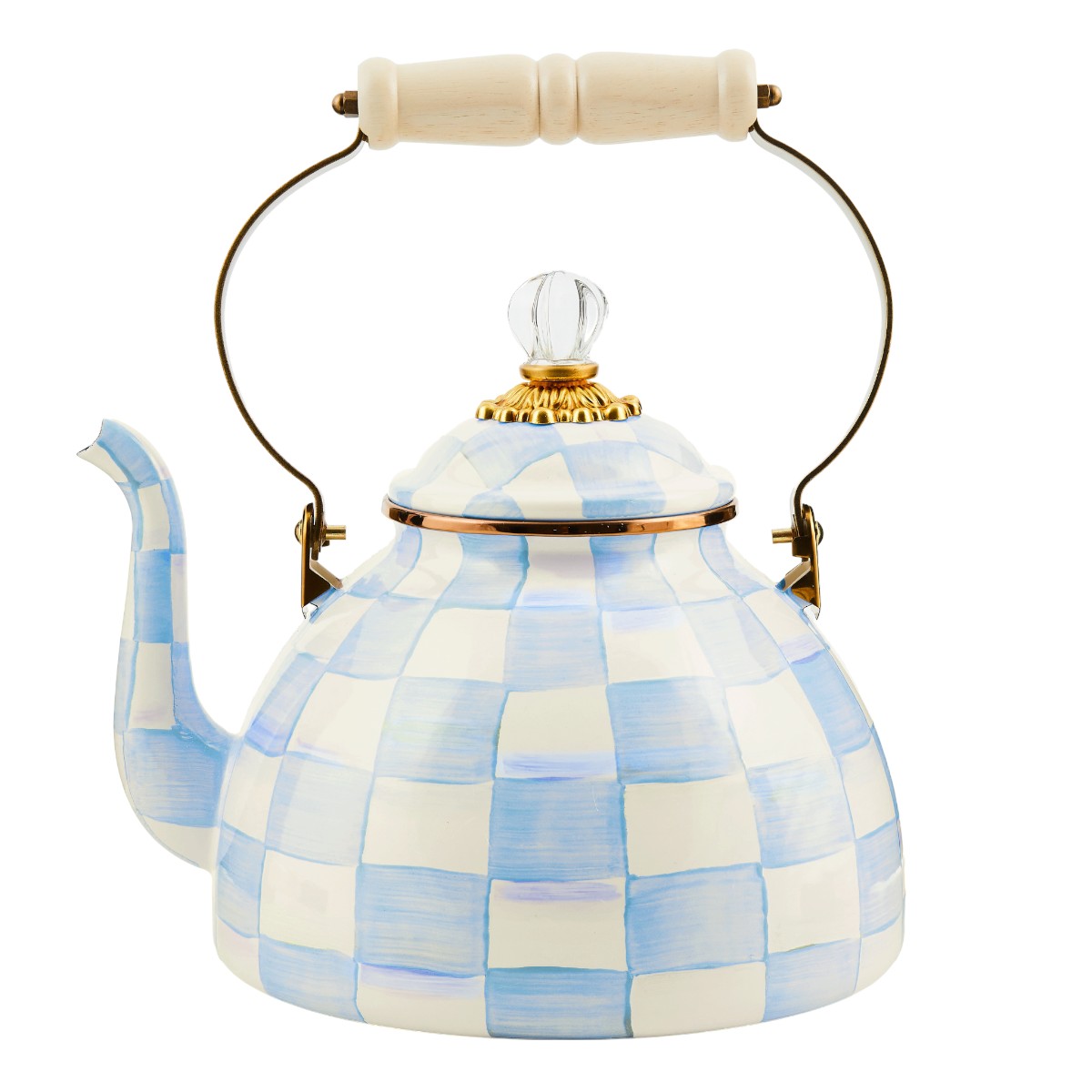 MacKenzie-Childs 3 QT Tea Kettle, Sky Check