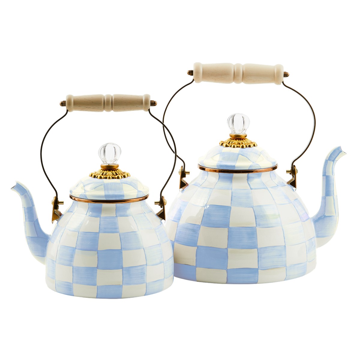 MacKenzie-Childs 3 QT Tea Kettle, Sky Check