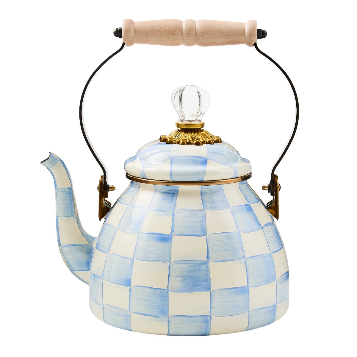 MacKenzie-Childs 2 QT Tea Kettle, Sky Check