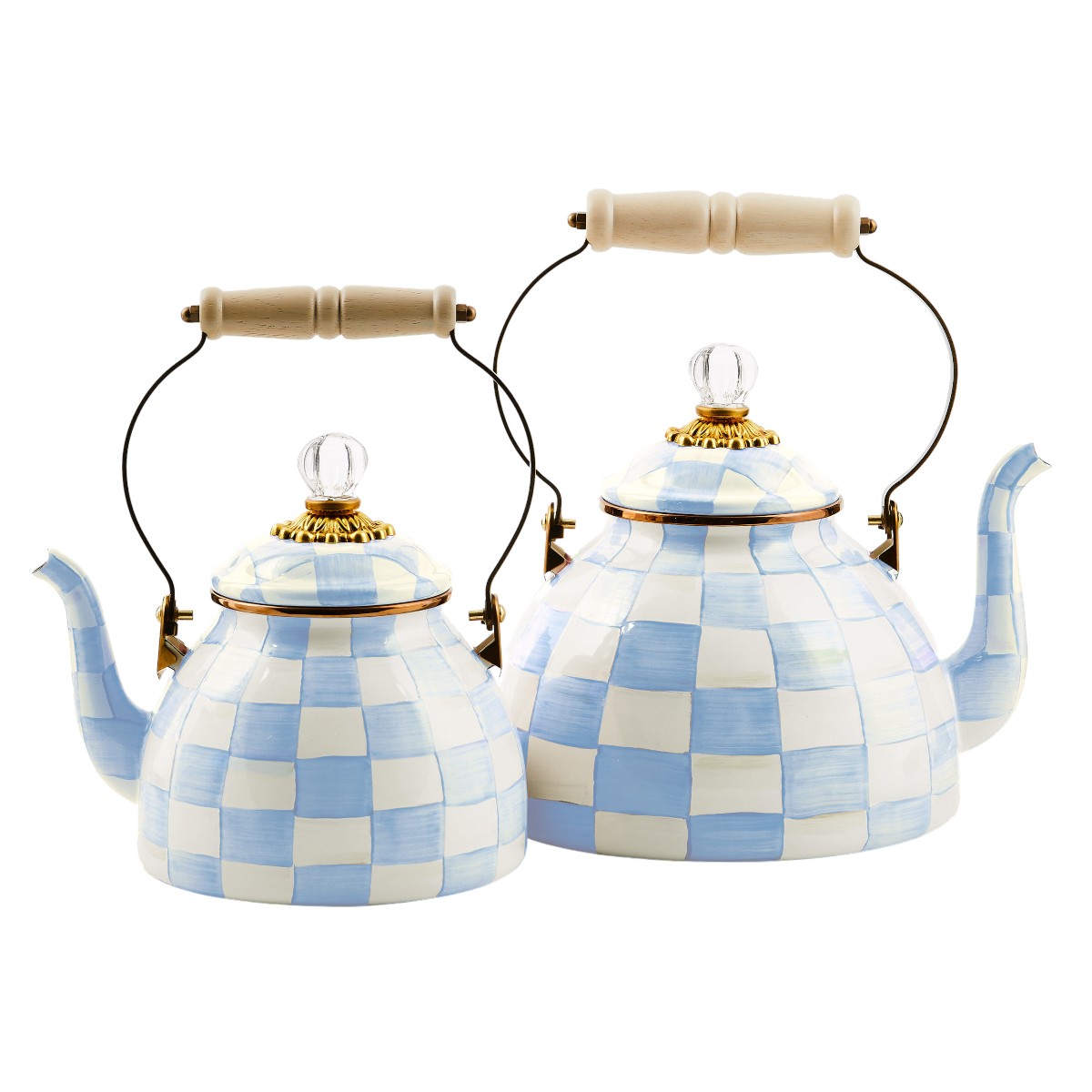 MacKenzie-Childs 2 QT Tea Kettle, Sky Check