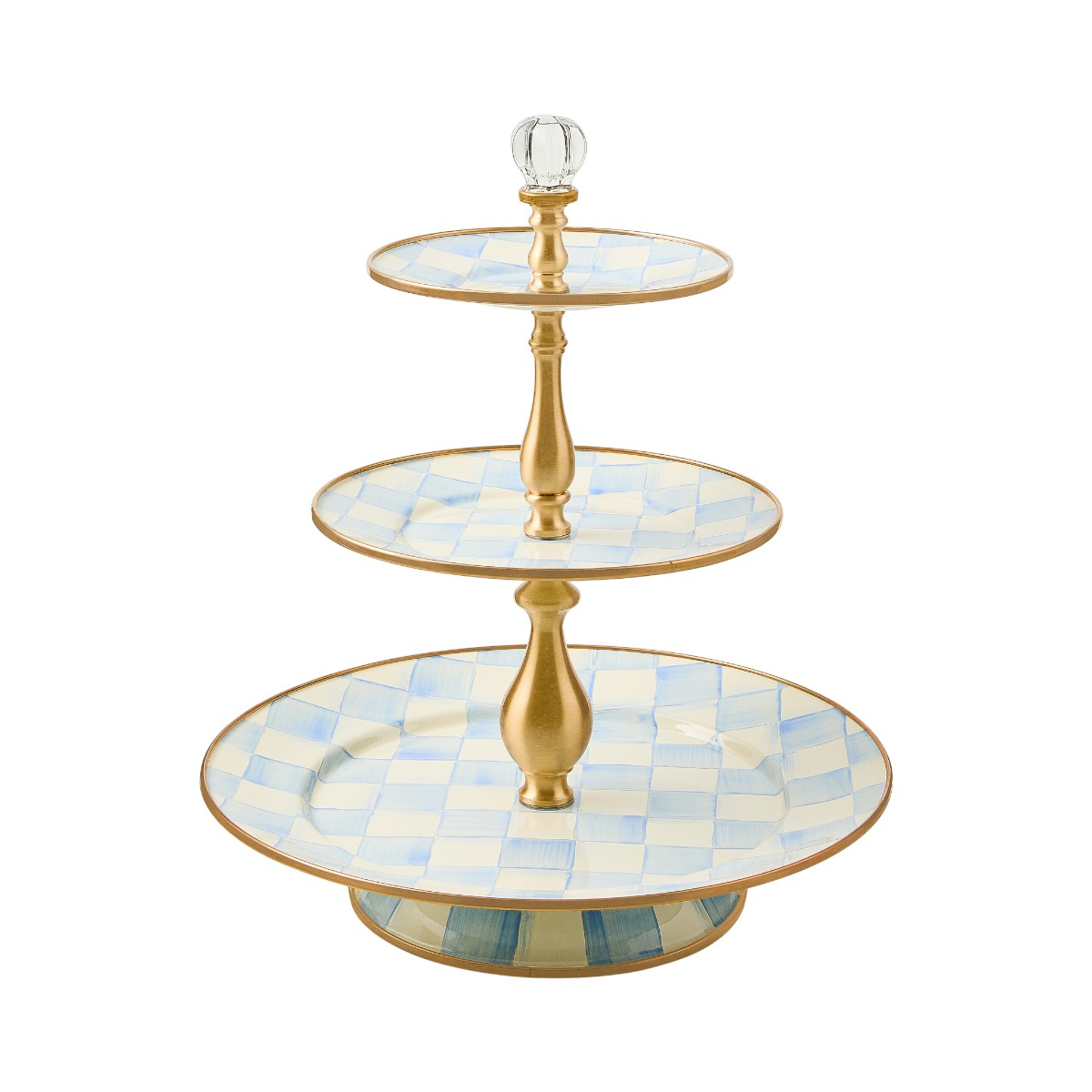 MacKenzie-Childs Three Tier Sweet Stand, Sky Check