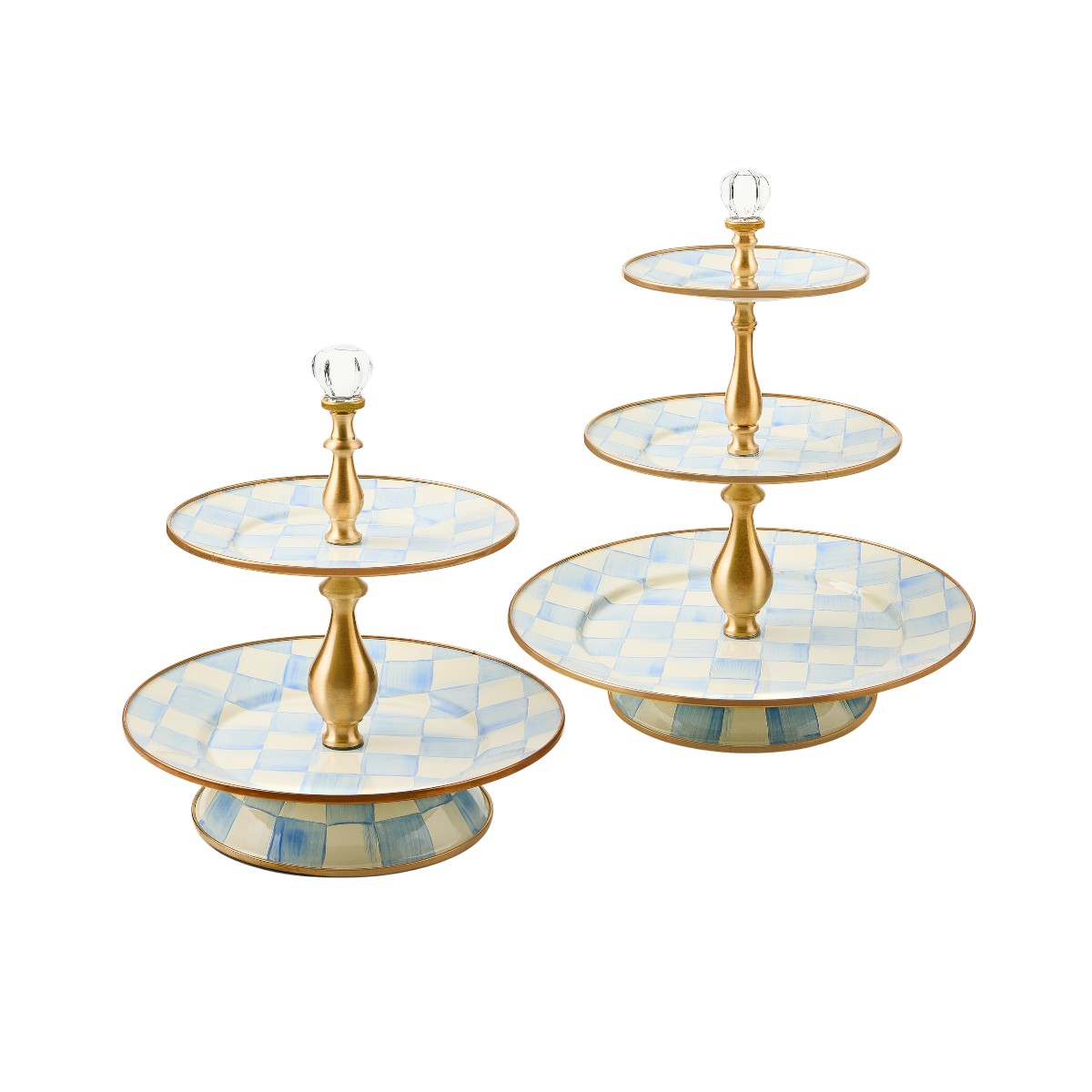 MacKenzie-Childs Three Tier Sweet Stand, Sky Check