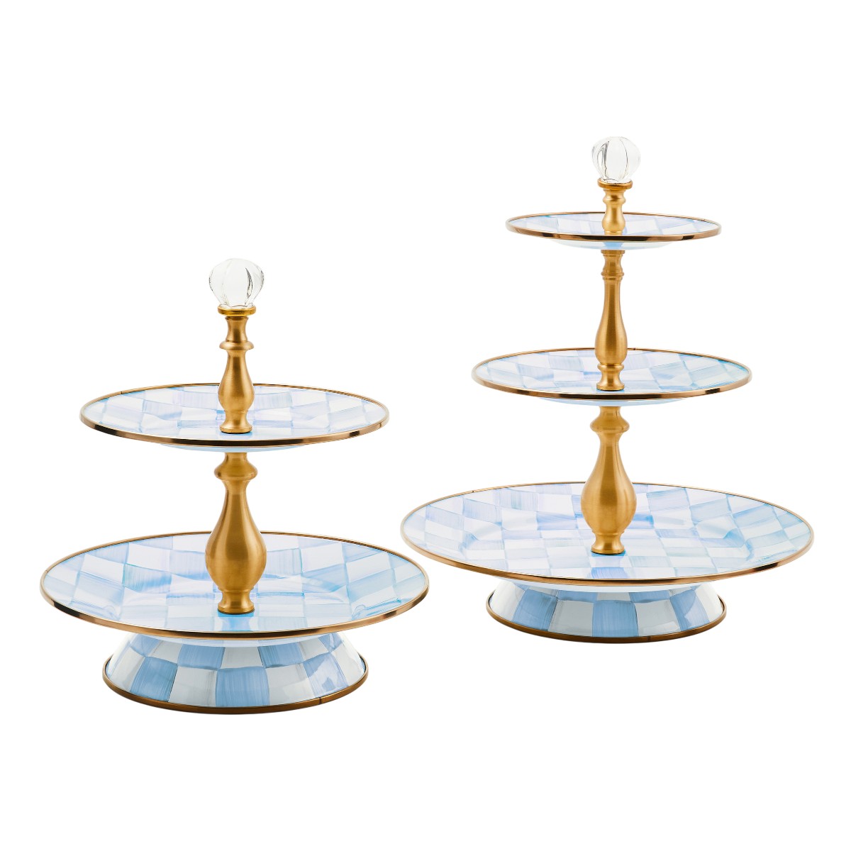 MacKenzie-Childs Three Tier Sweet Stand, Sky Check