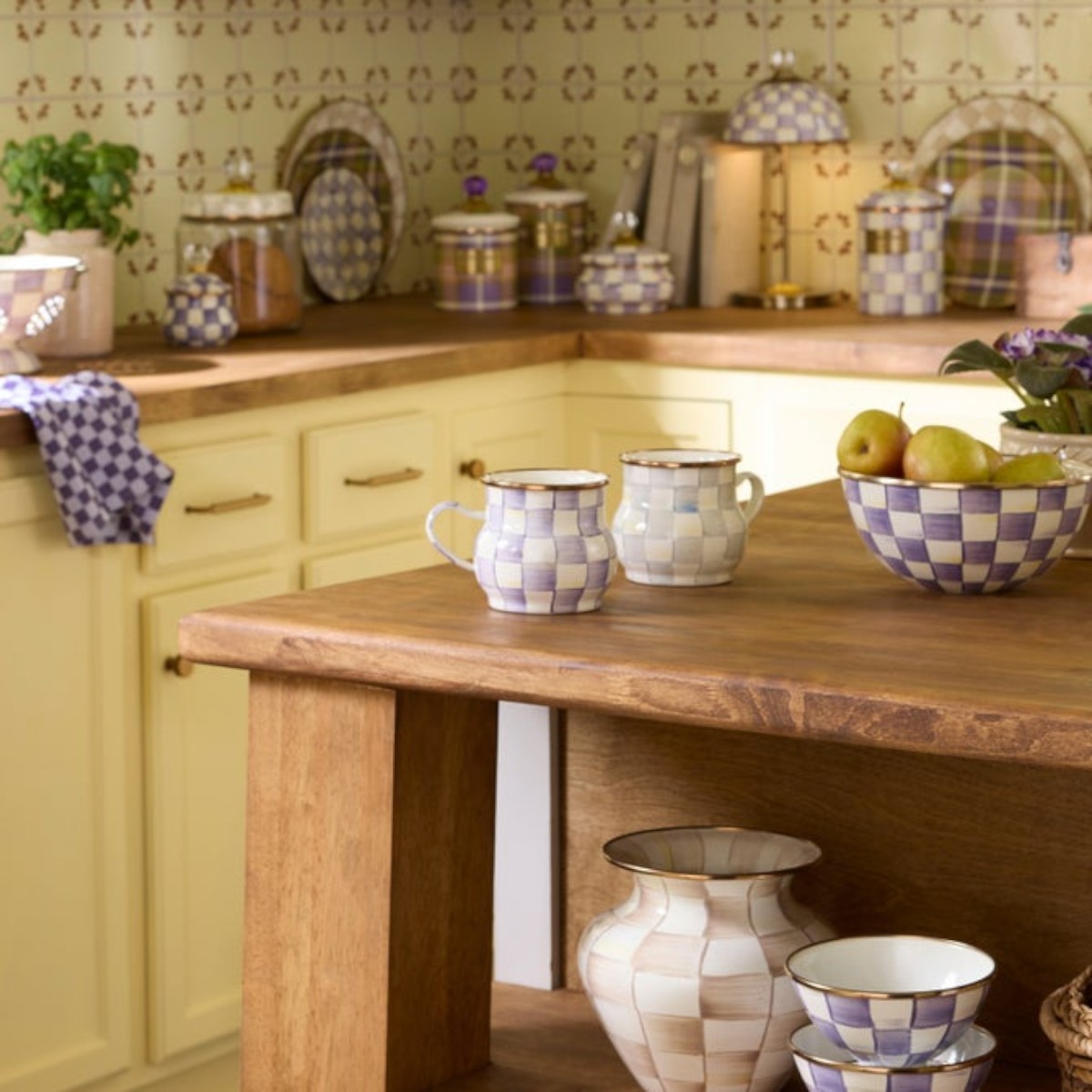 MacKenzie-Childs Mug, Violet Check