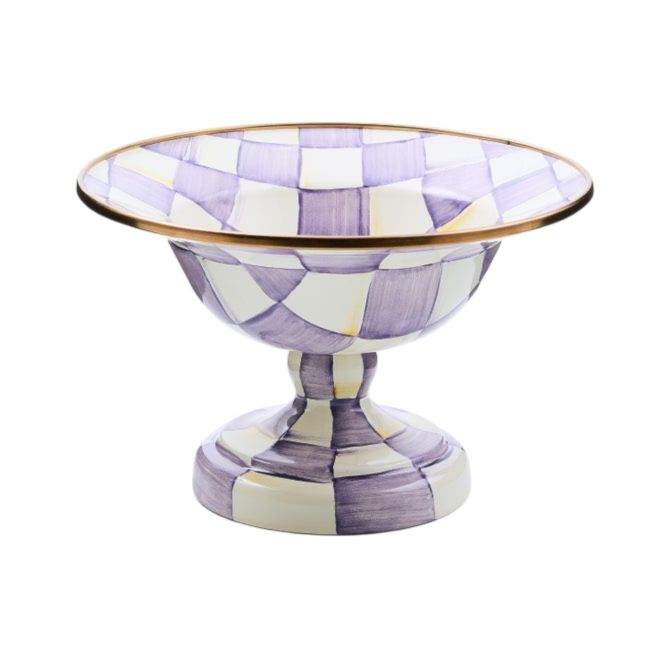 MacKenzie-Childs Small Compote, Violet Check