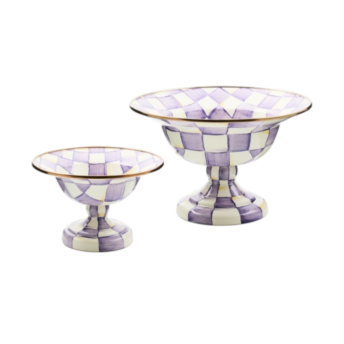 MacKenzie-Childs Small Compote, Violet Check