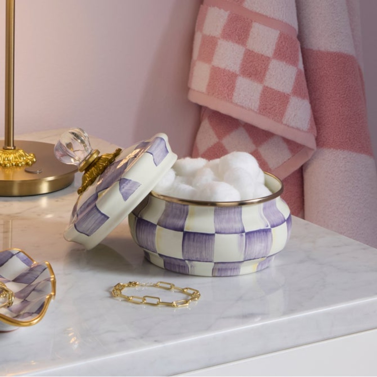 MacKenzie-Childs Squashed Pot, Violet Check