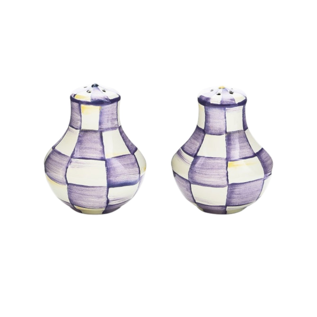 MacKenzie-Childs Salt and Pepper Shakers, Violet Check