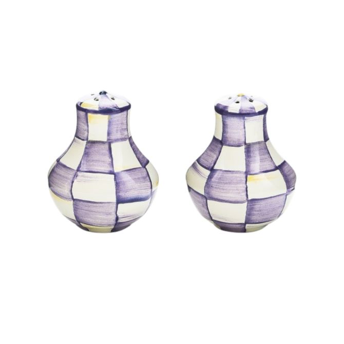 MacKenzie-Childs Salt and Pepper Shakers, Violet Check