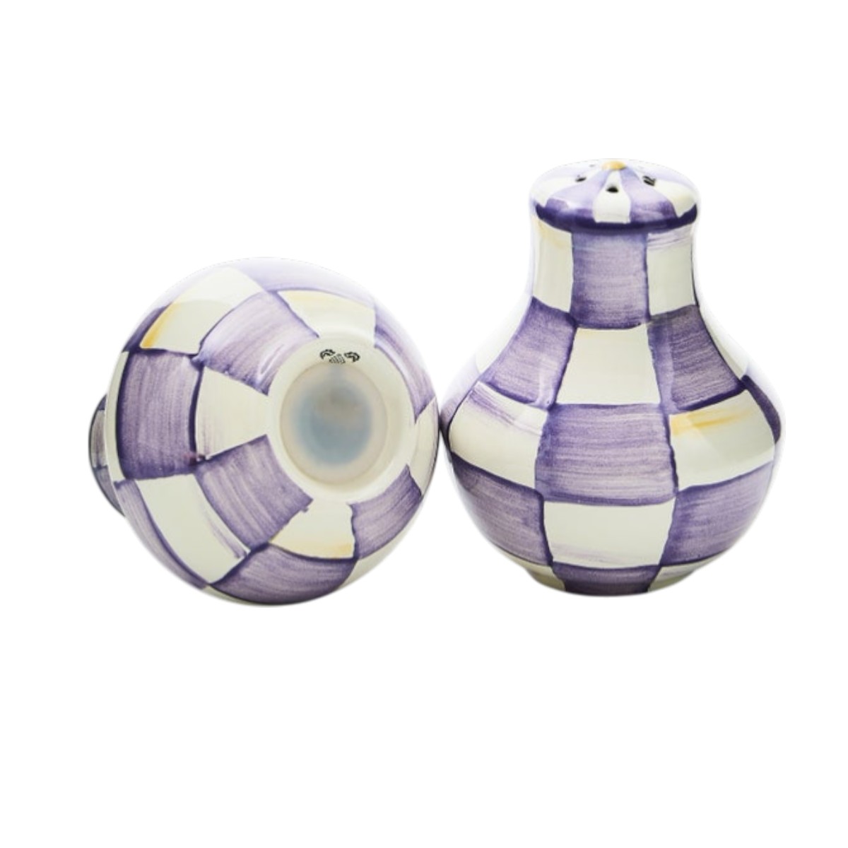 MacKenzie-Childs Salt and Pepper Shakers, Violet Check