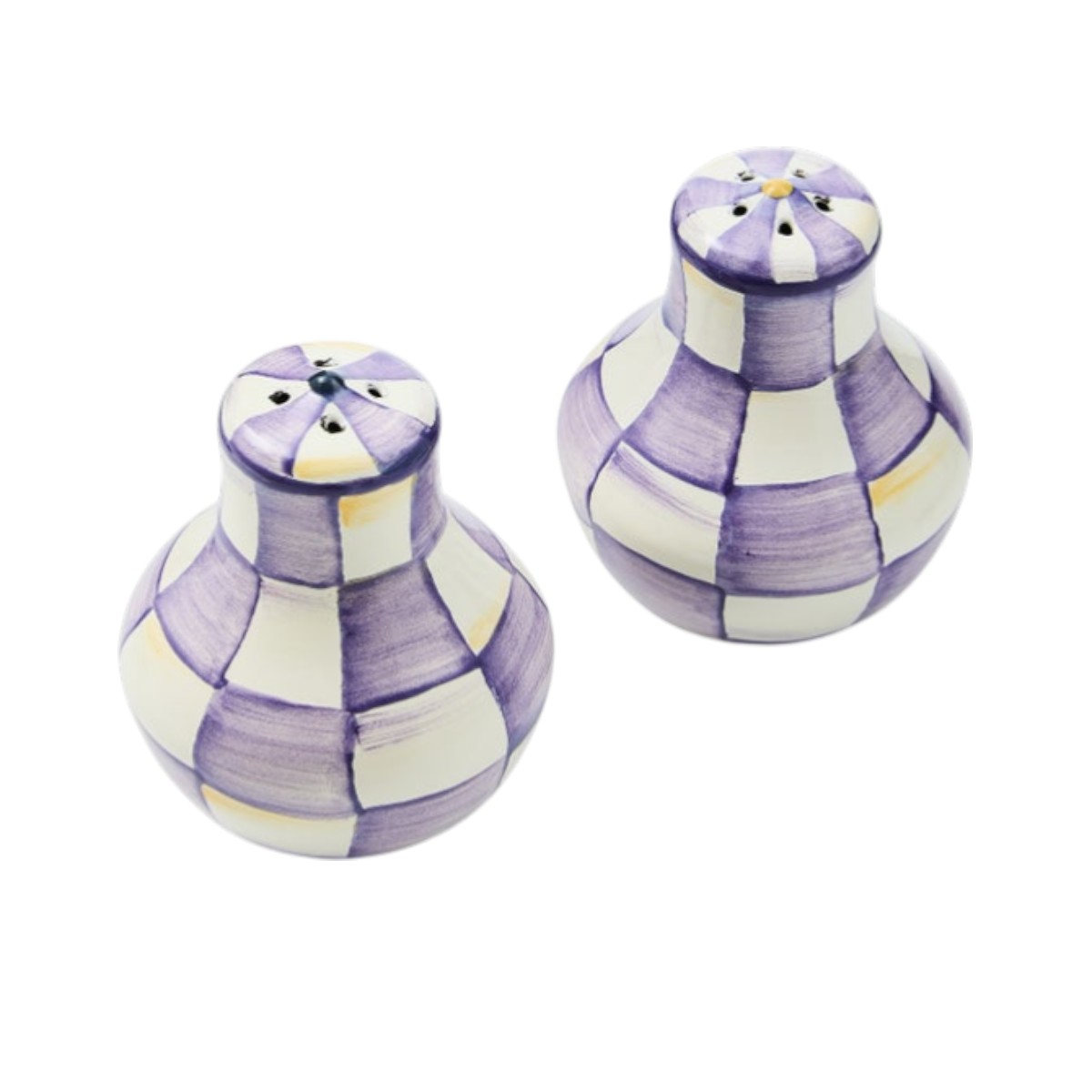 MacKenzie-Childs Salt and Pepper Shakers, Violet Check