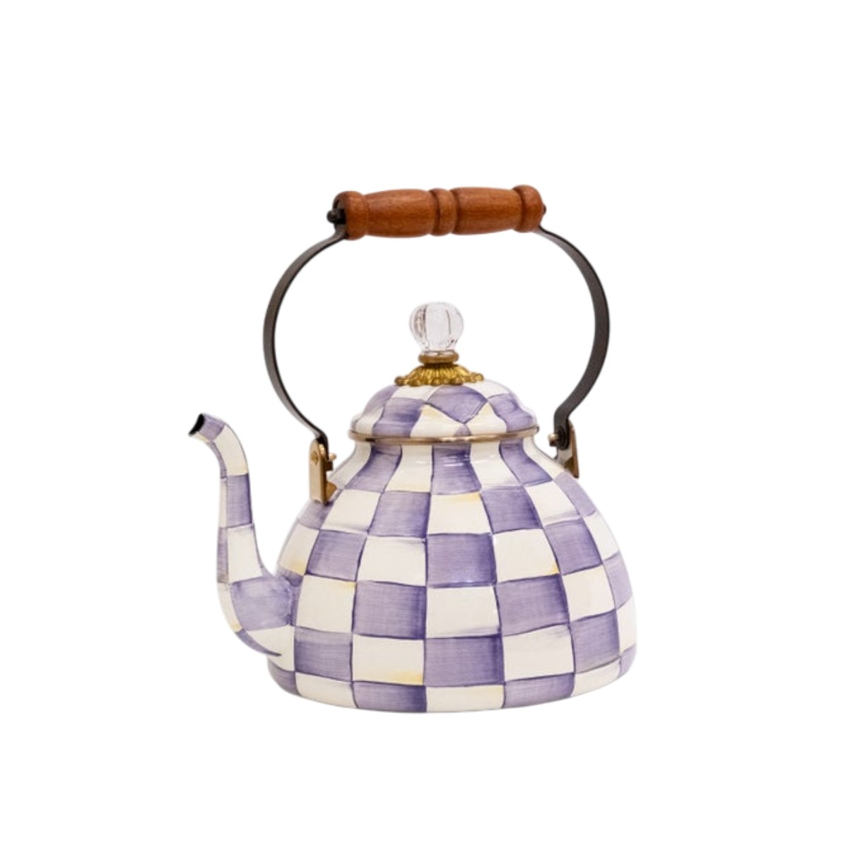 MacKenzie-Childs 3 Quart Tea Kettle, Violet Check