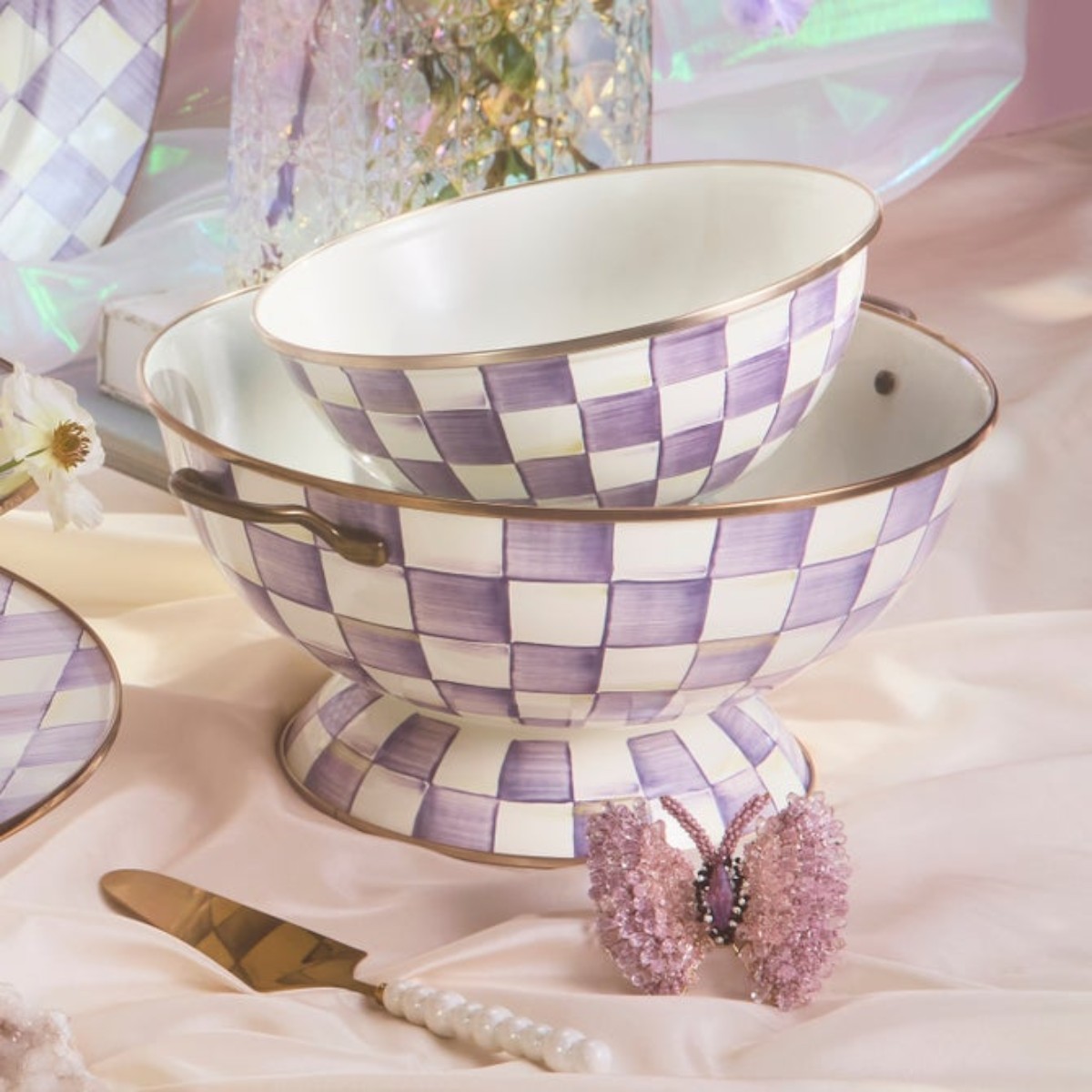 MacKenzie-Childs Everything Bowl, Violet Check