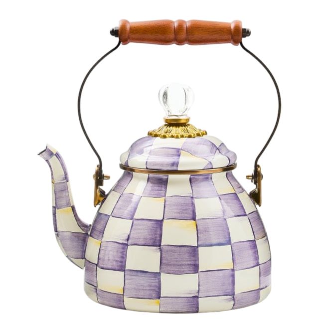 MacKenzie-Childs 2 Quart Tea Kettle, Violet Check