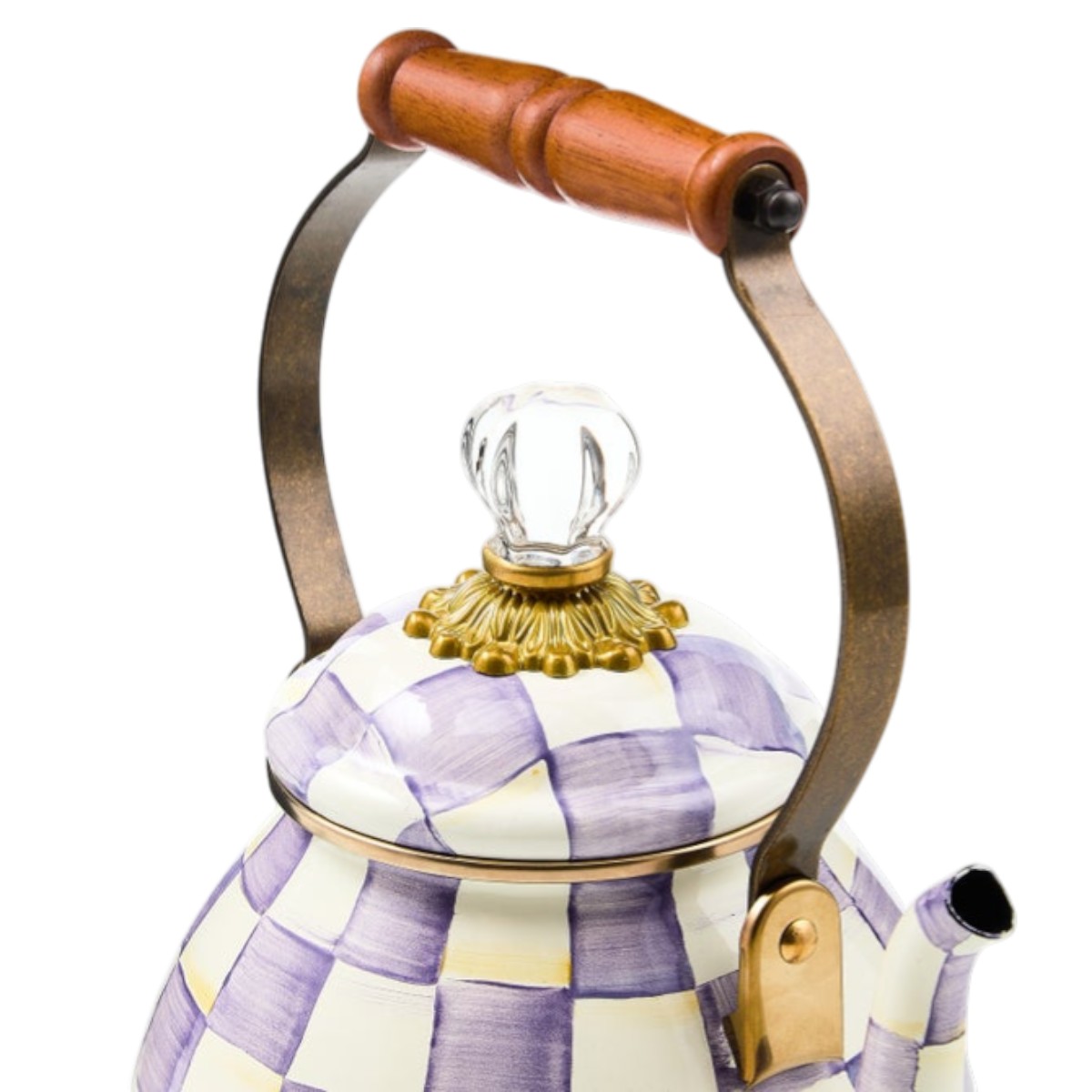 MacKenzie-Childs 2 Quart Tea Kettle, Violet Check