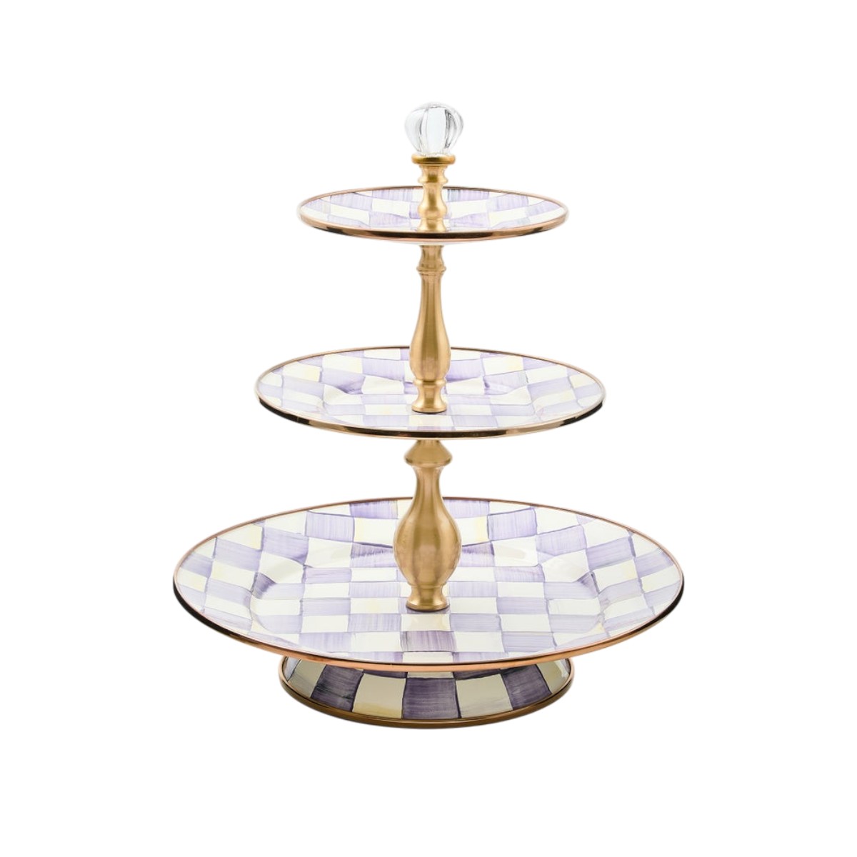 MacKenzie-Childs Three Tier Sweet Stand, Violet Check