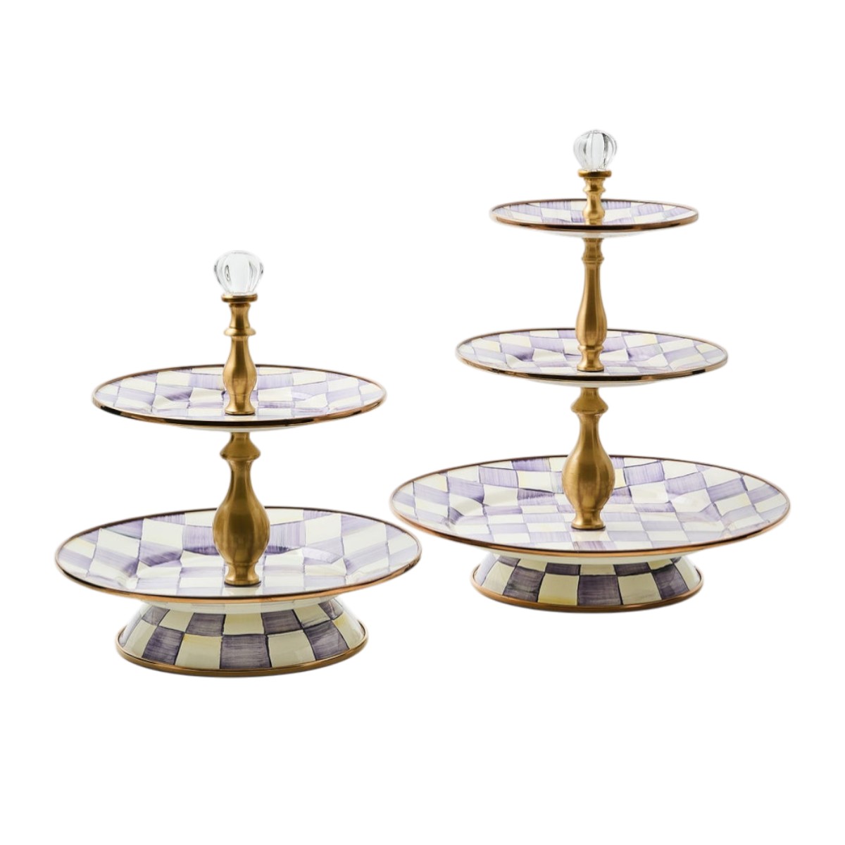 MacKenzie-Childs Three Tier Sweet Stand, Violet Check