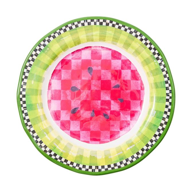 MacKenzie-Childs Set of 4 Melamine Dinner Plates, Watermelon