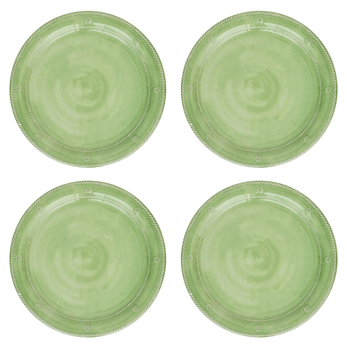Juliska Berry & Thread Set of 4 Melamine Dinner Plates, Seagrass