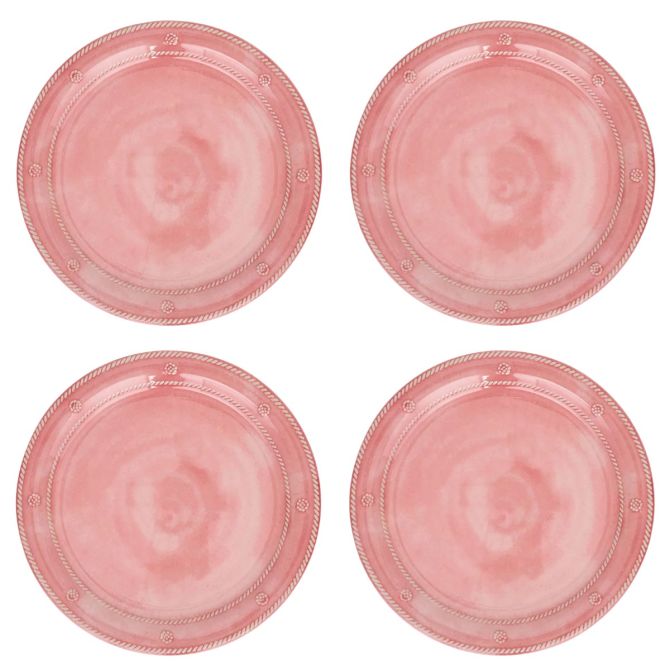 Juliska Berry & Thread Set of 4 Melamine Dinner Plates, Coral